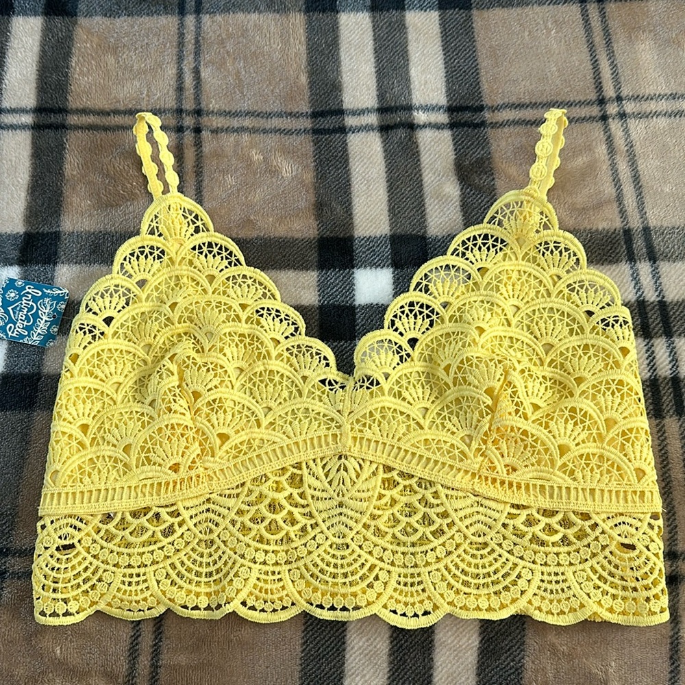 Free People Intimately Sunrise to Sunset Bra Longline Bralette Sunny Day Size M